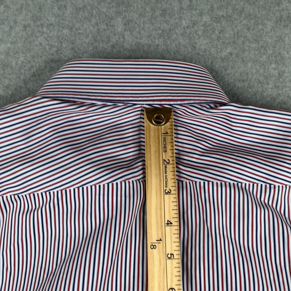 Thomas Pink Shirt 16 Red White Blue Striped French Cuff Button Up Long Sleeve - Picture 7 of 10